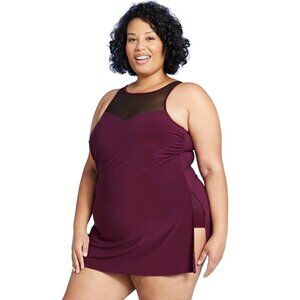 Aqua Green Women's One Piece Swimsuit - Burgundy and Black. NWT